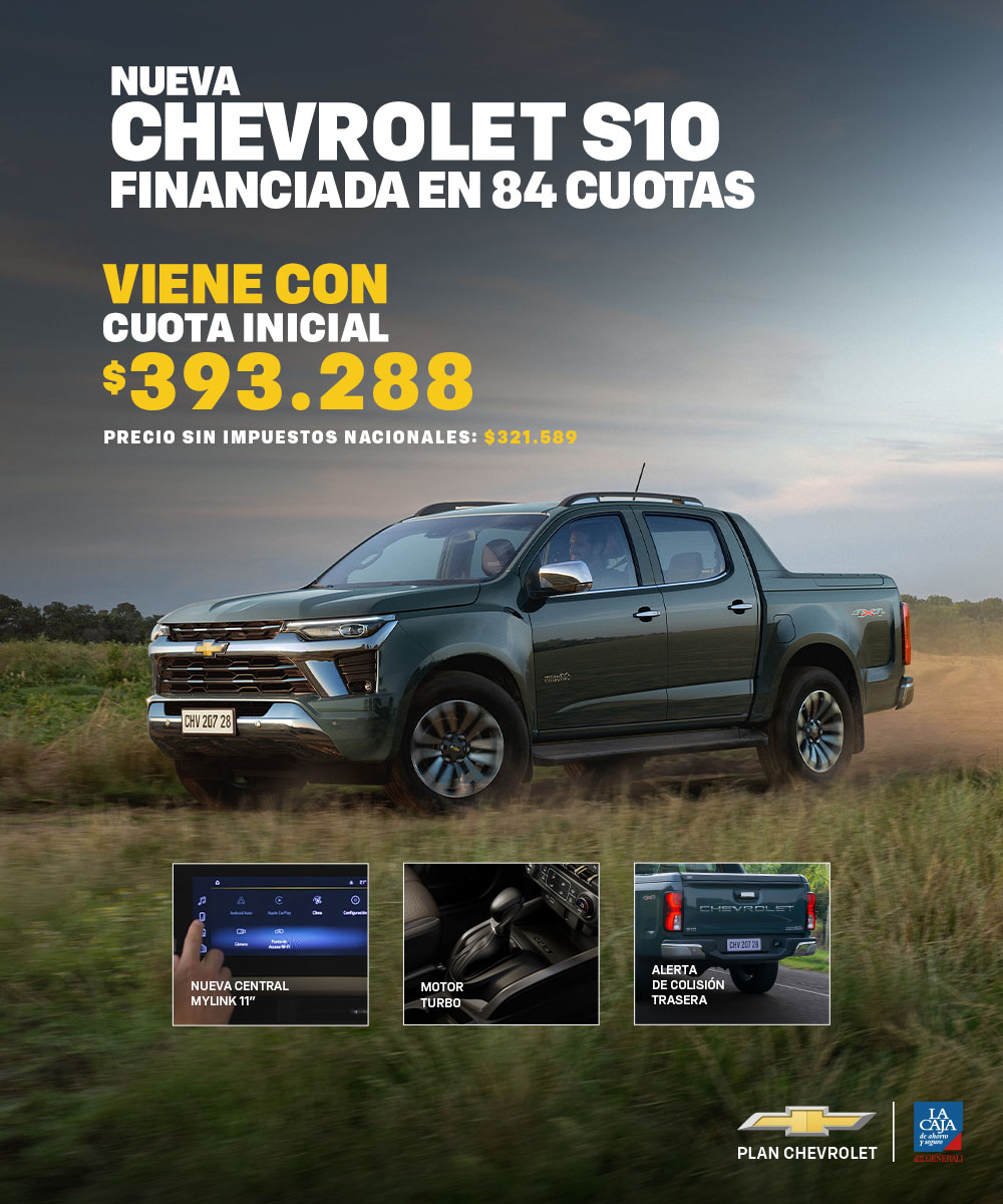 Chevrolet S10 gris financiada en 84 cuotas con plan Chevrolet.